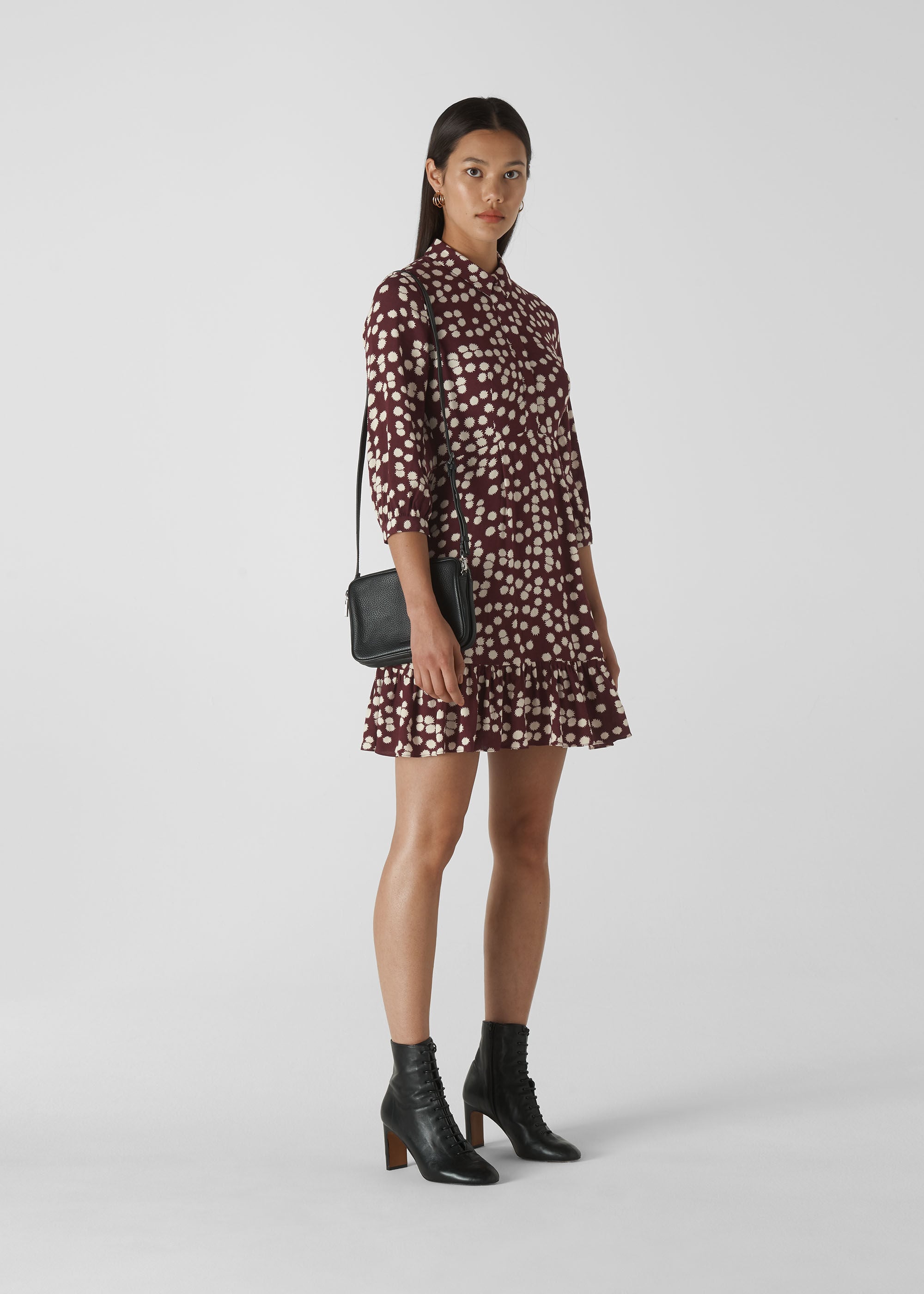 Burgundy Illustrated Flower Dress 