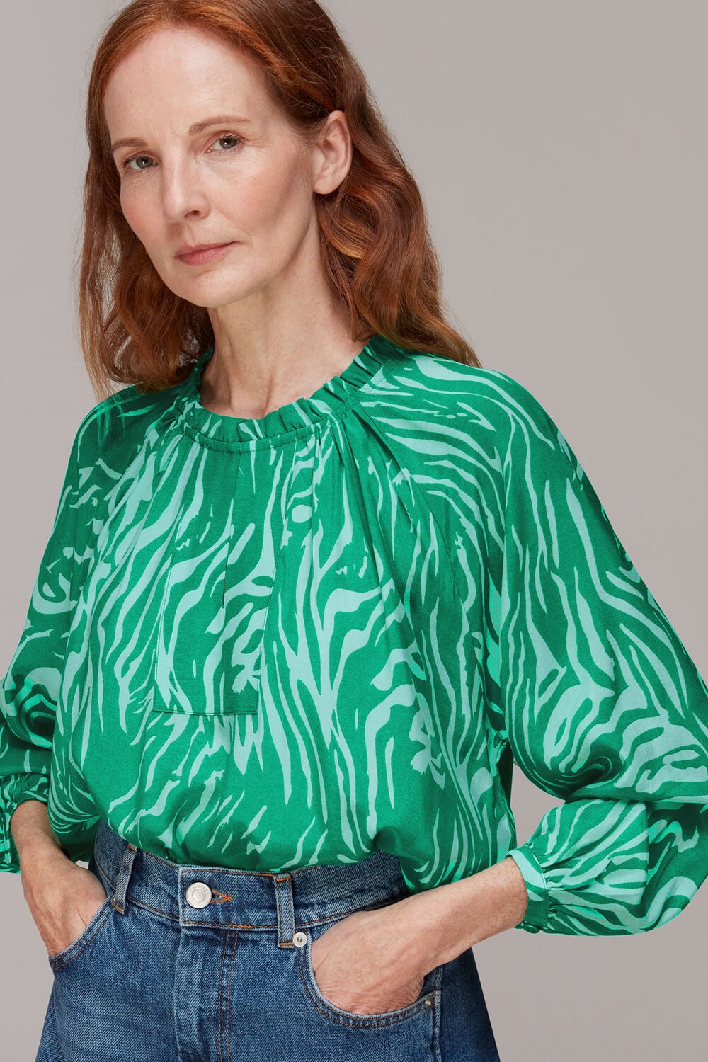 Green Tiger Print Blouse
