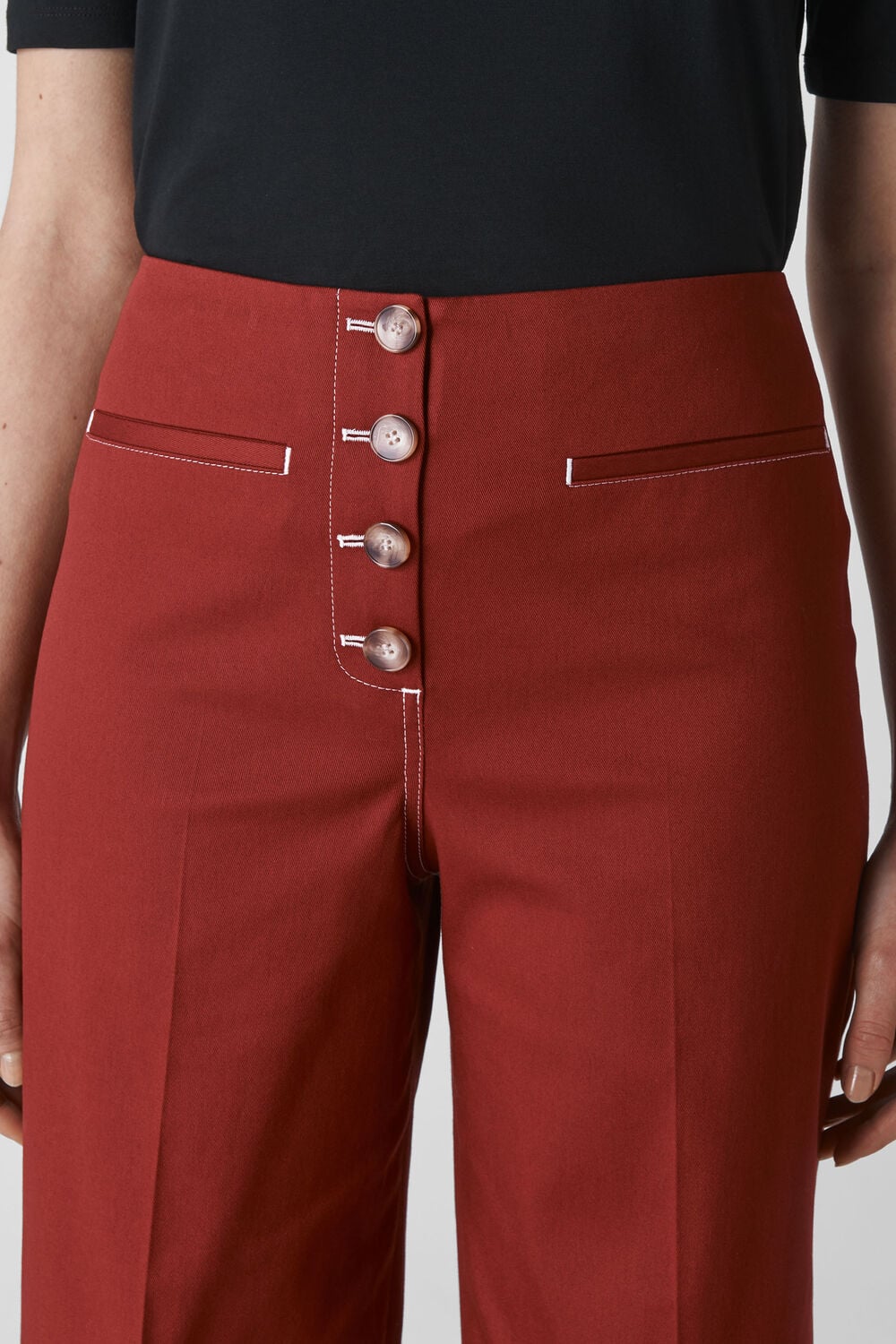 Heidi Button Front Trouser Rust