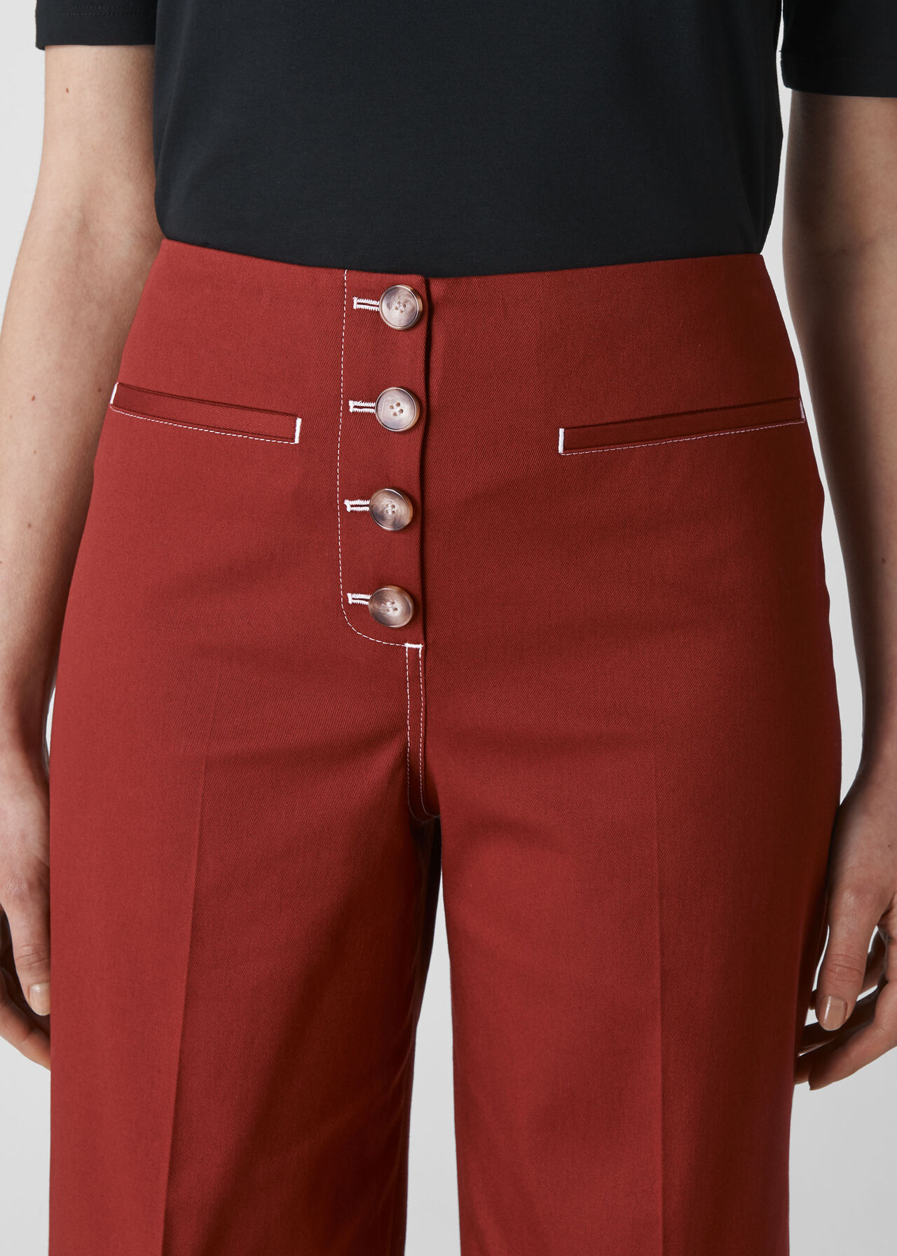 Heidi Button Front Trouser Rust