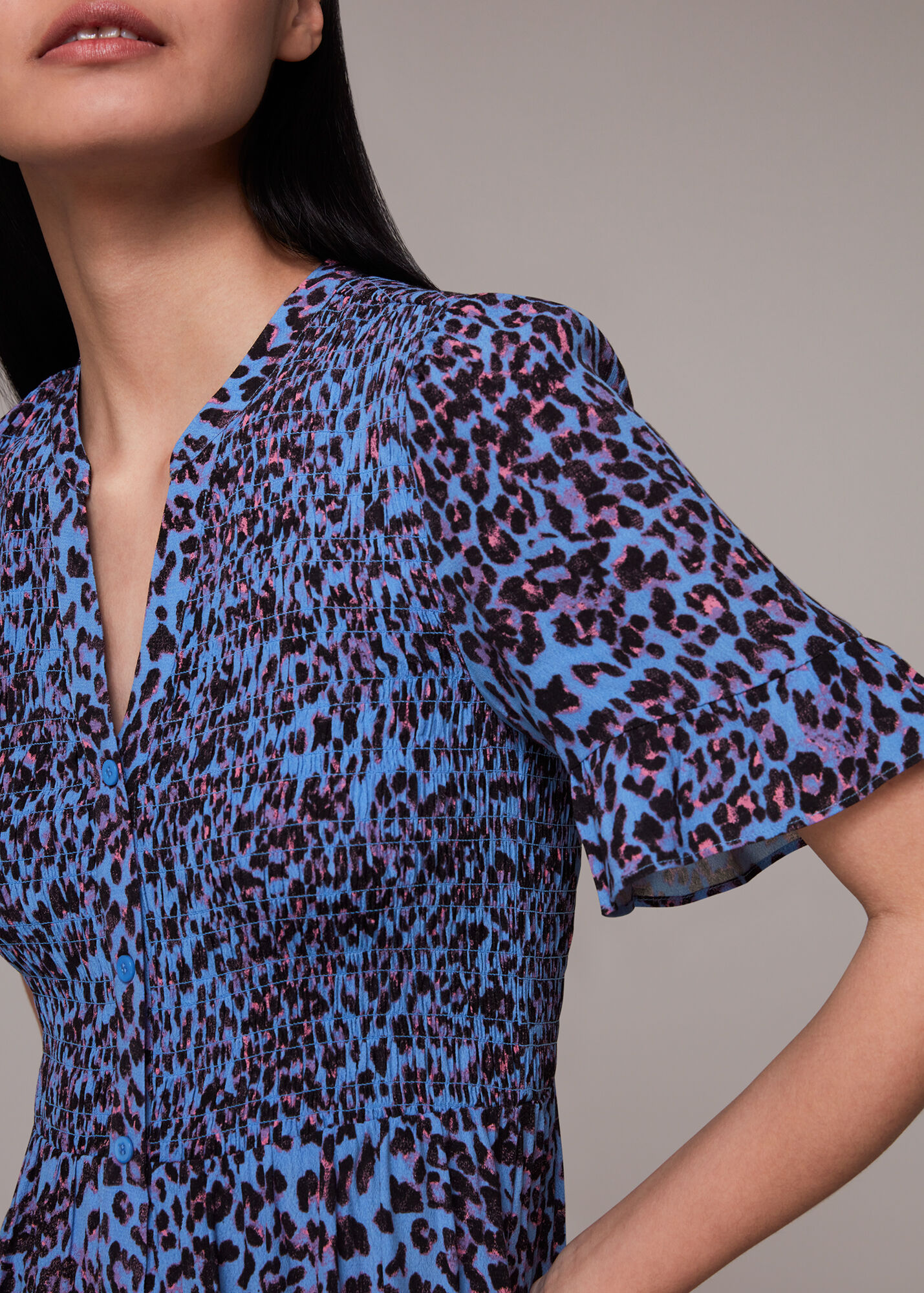 Purple/Multi Animal Cheetah Shirred Dress WHISTLES