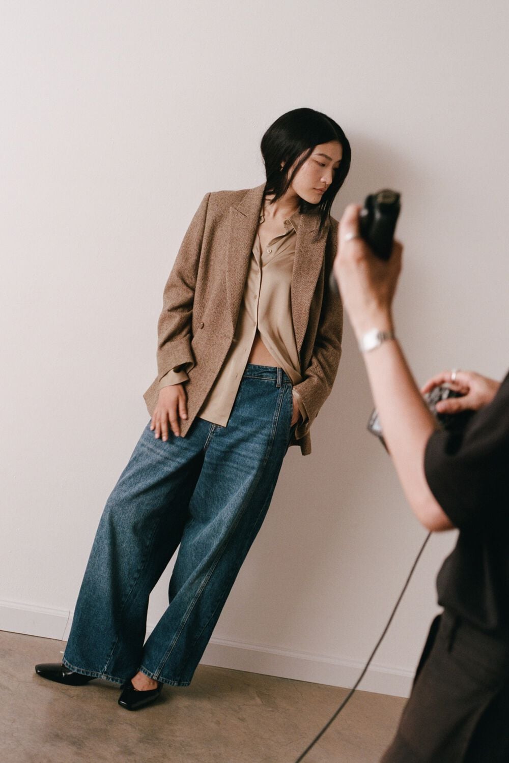 Brown Double Breasted Wool Blazer