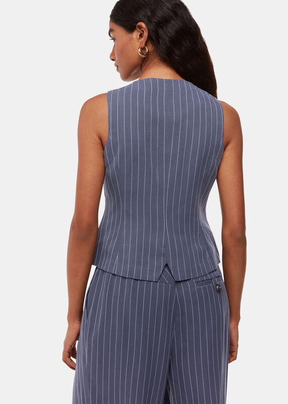 Navy Petite Lottie Pinstripe Waistcoat