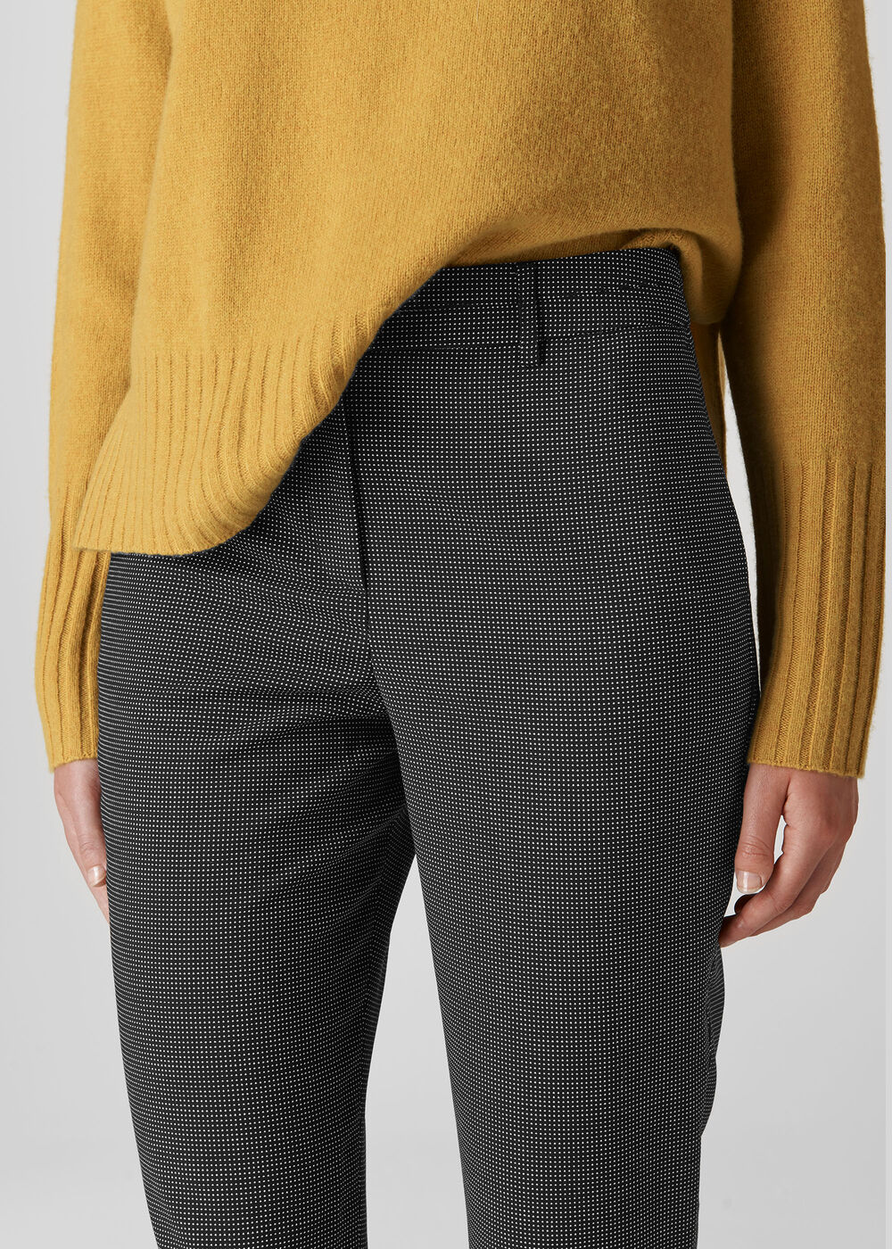 Sadie Pinspot Slim Leg Trouser Black and White