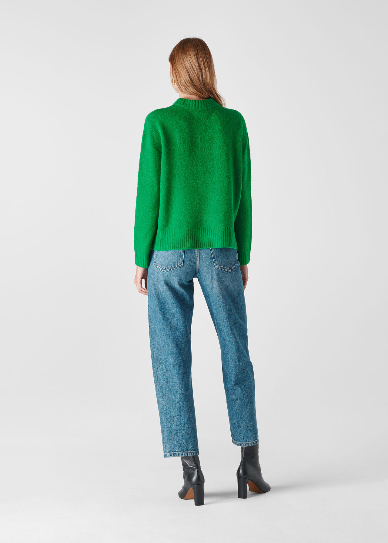 Green Ribbed Neck Knit | WHISTLES