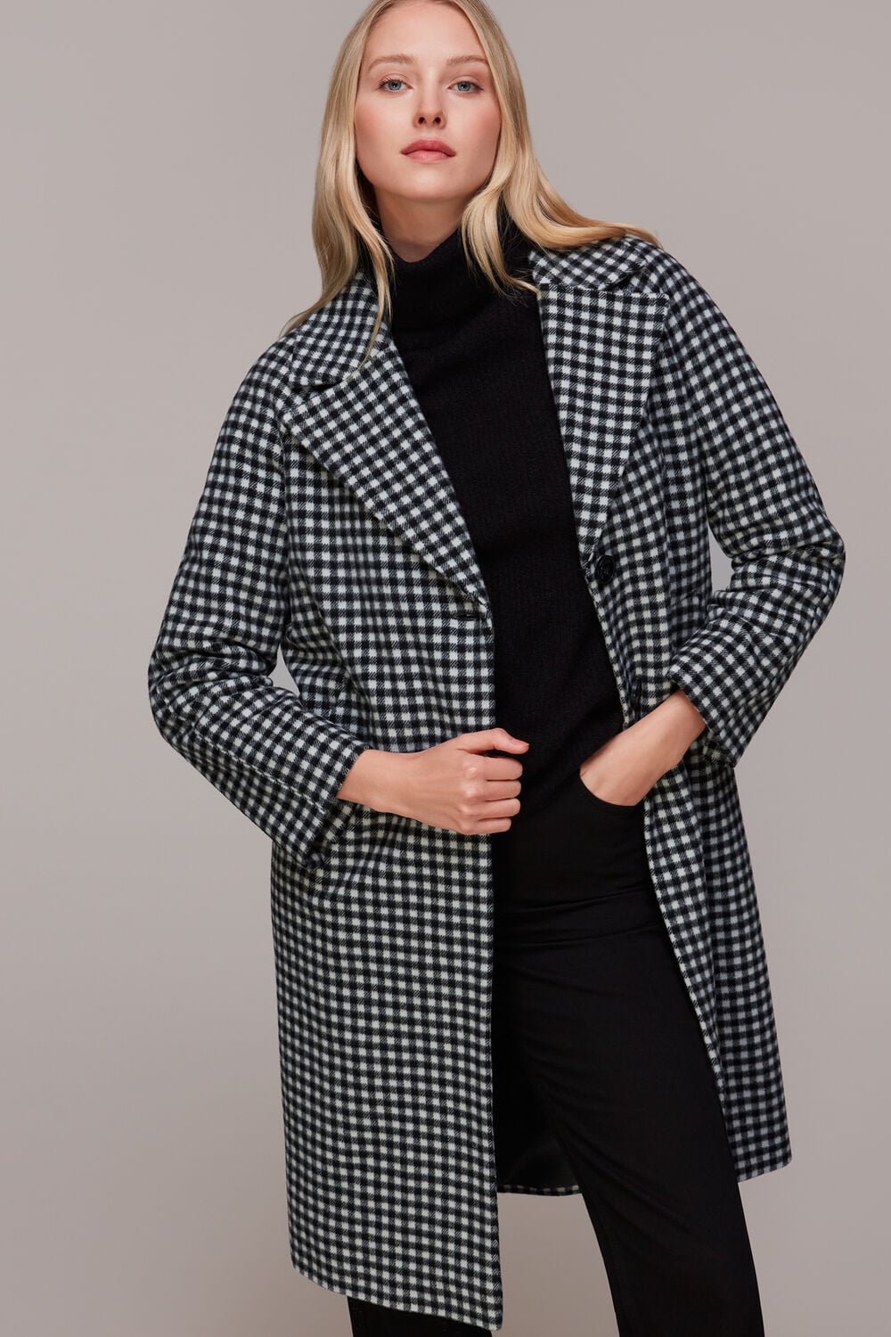 Gingham Wool Cocoon Coat