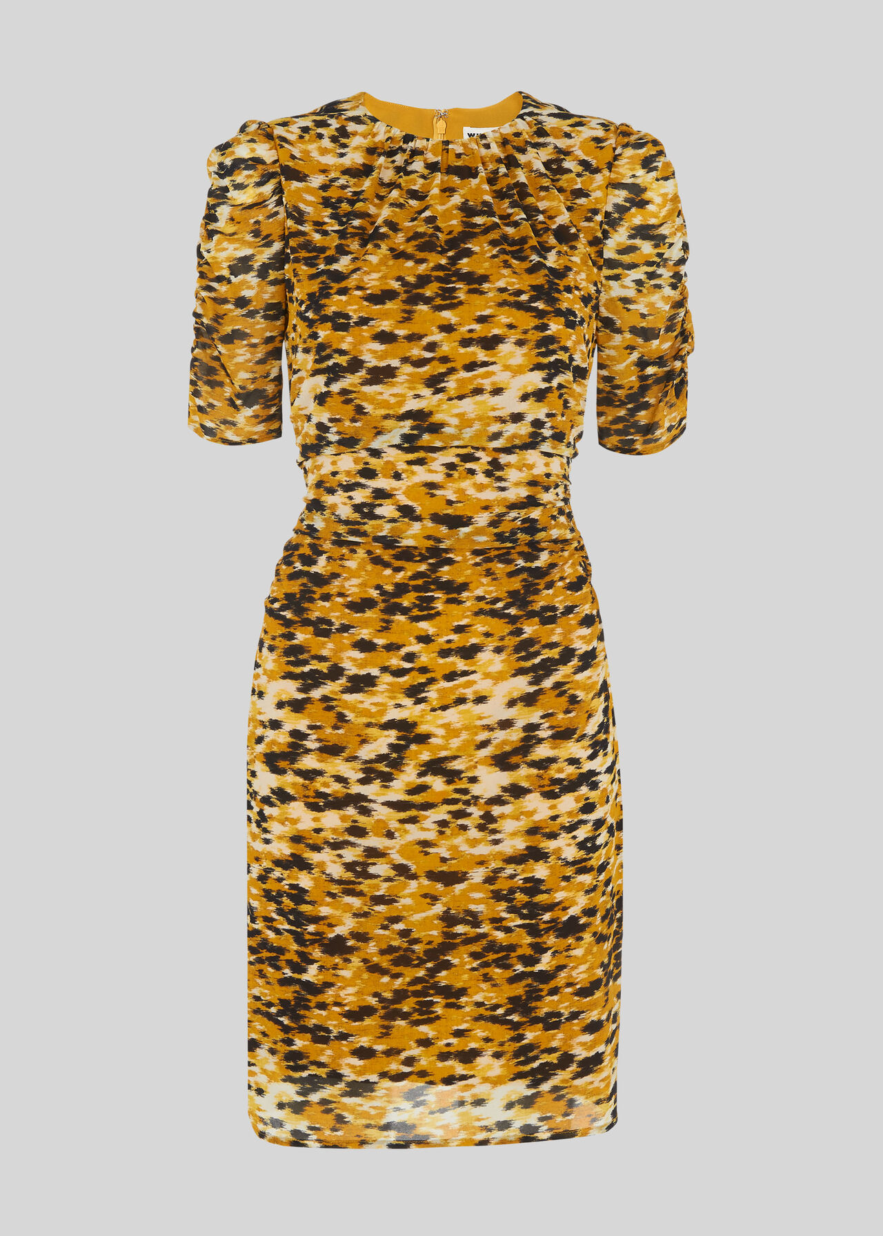 Ikat Animal Silk Bodycon Yellow/Multi