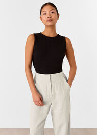 Petite Linen Barrel Leg Trouser