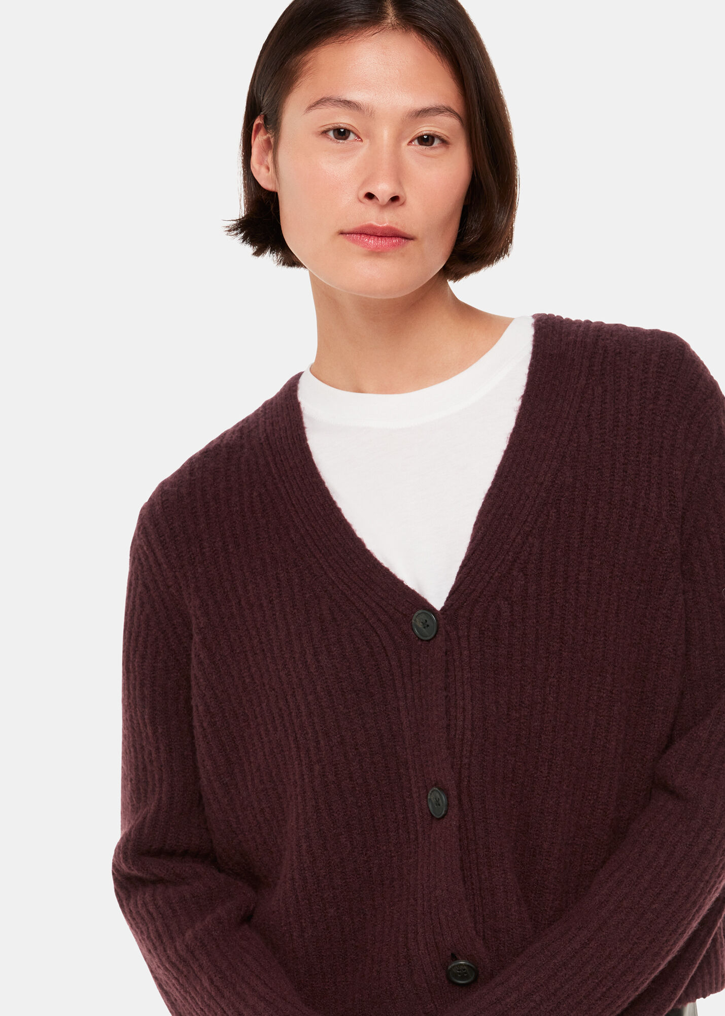 Rib cardigan sales