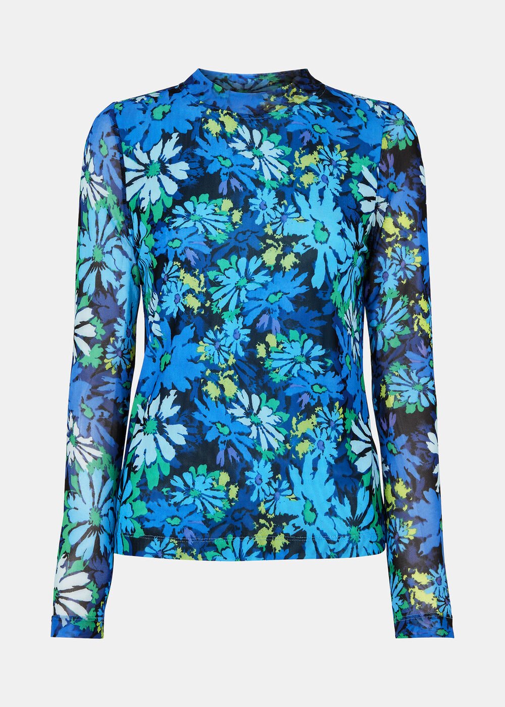 Retro Floral Mesh Top