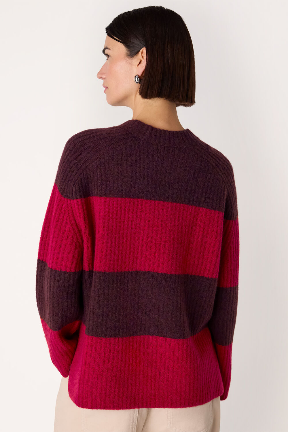 Red Wool Mix Wide Stripe Knit