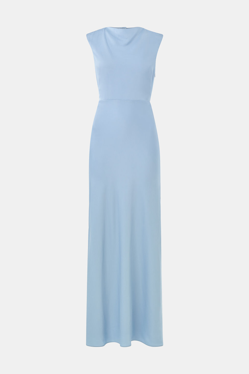 Pale Blue Cowl Neck Satin Maxi Dress