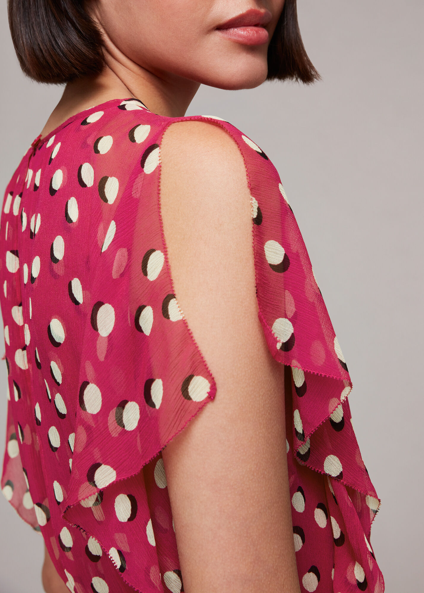Pink/Multi Moon Spot Print Midi Dress WHISTLES