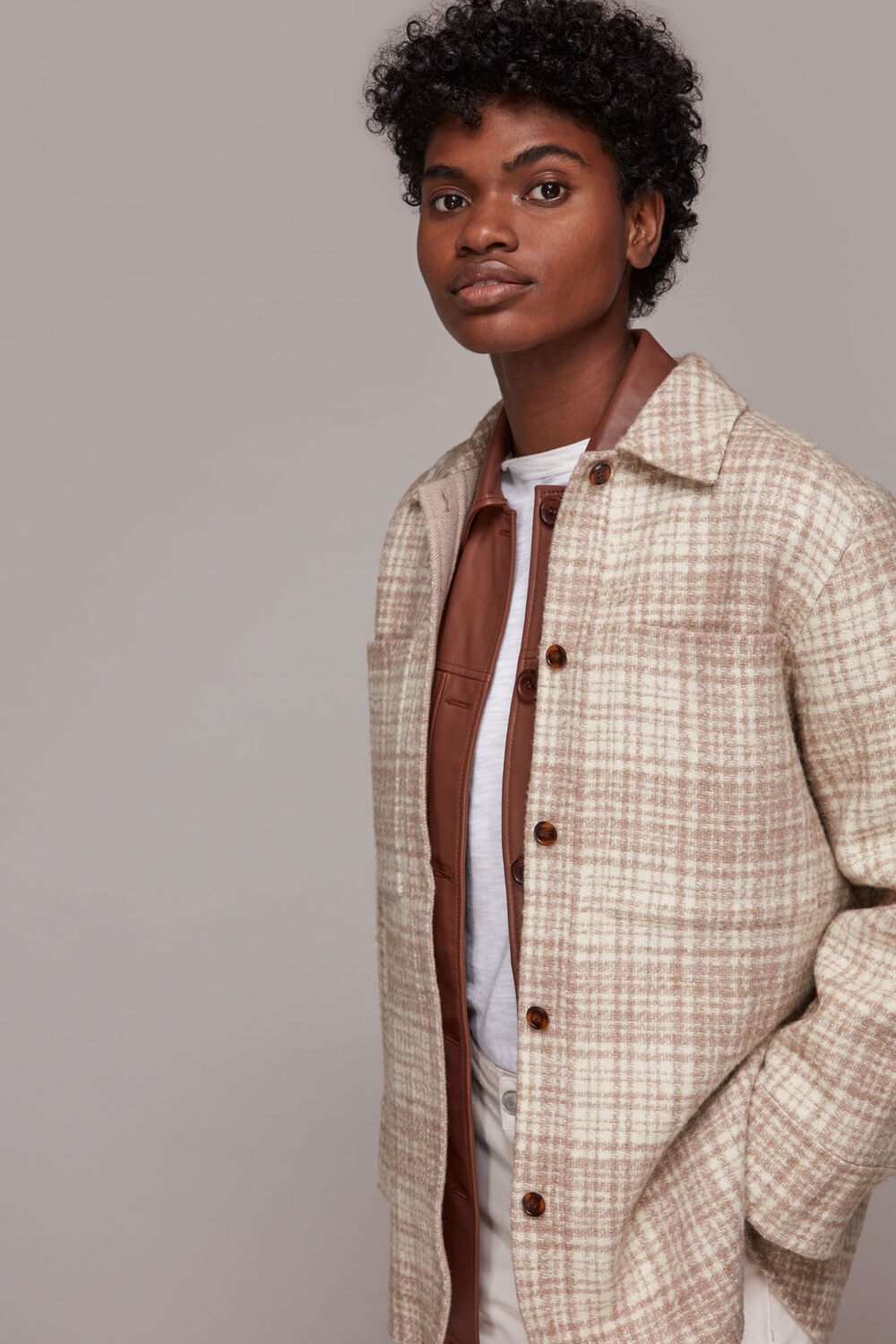 Grey Classic Wool Checked Overshirt