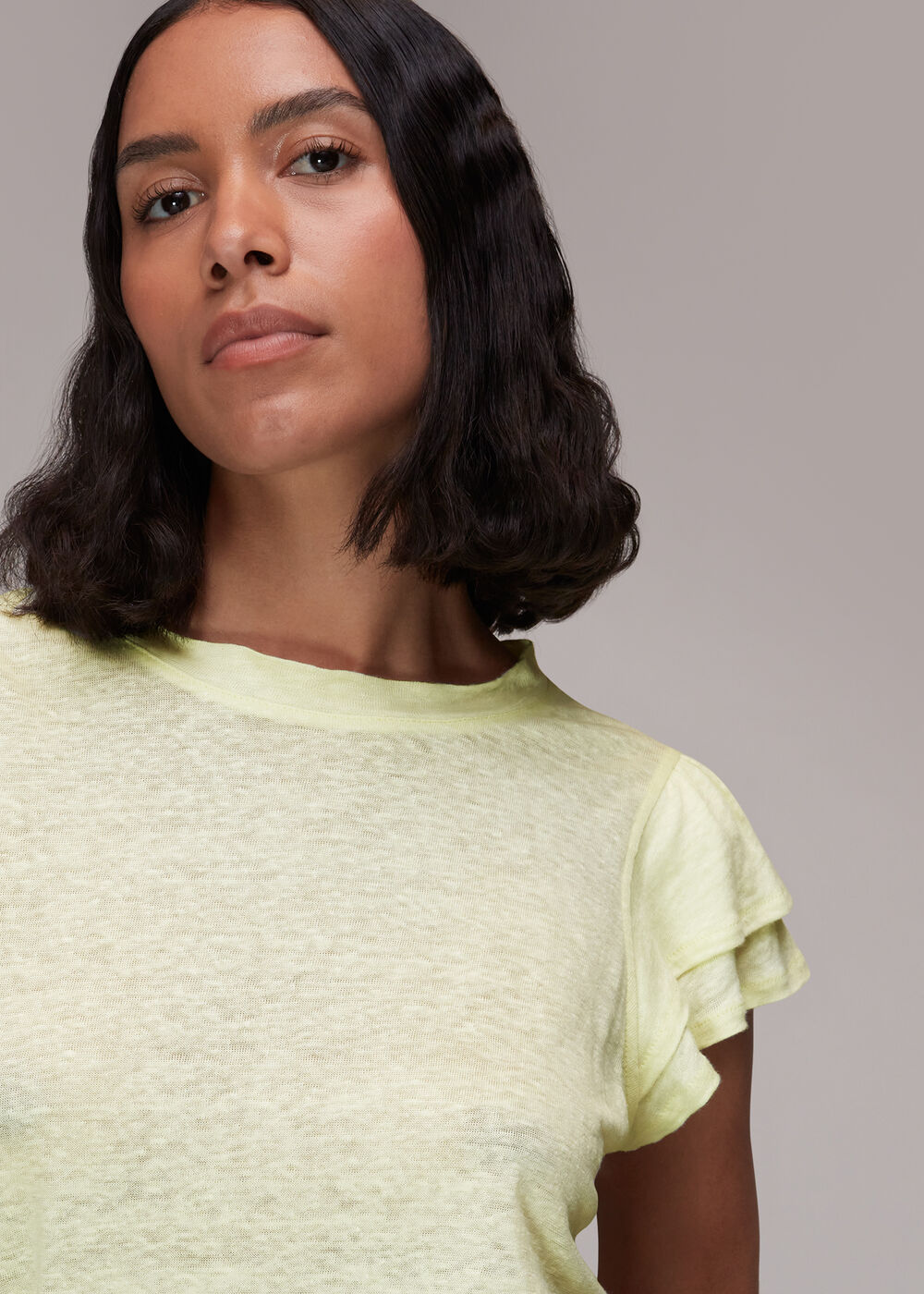 Laura Linen Frill Sleeve Top