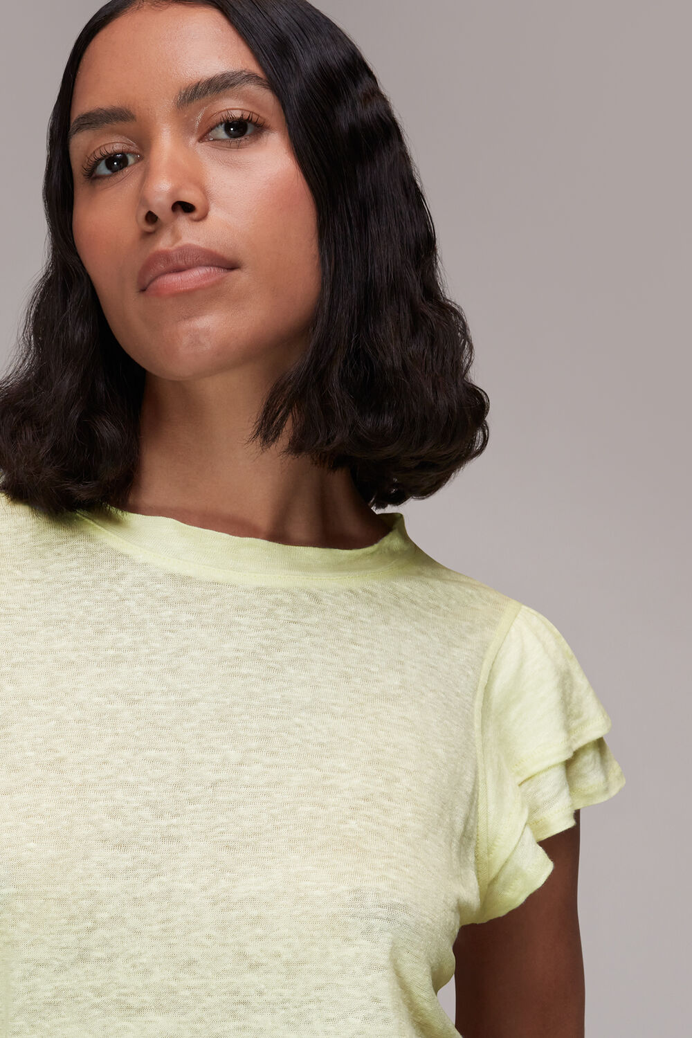 Laura Linen Frill Sleeve Top