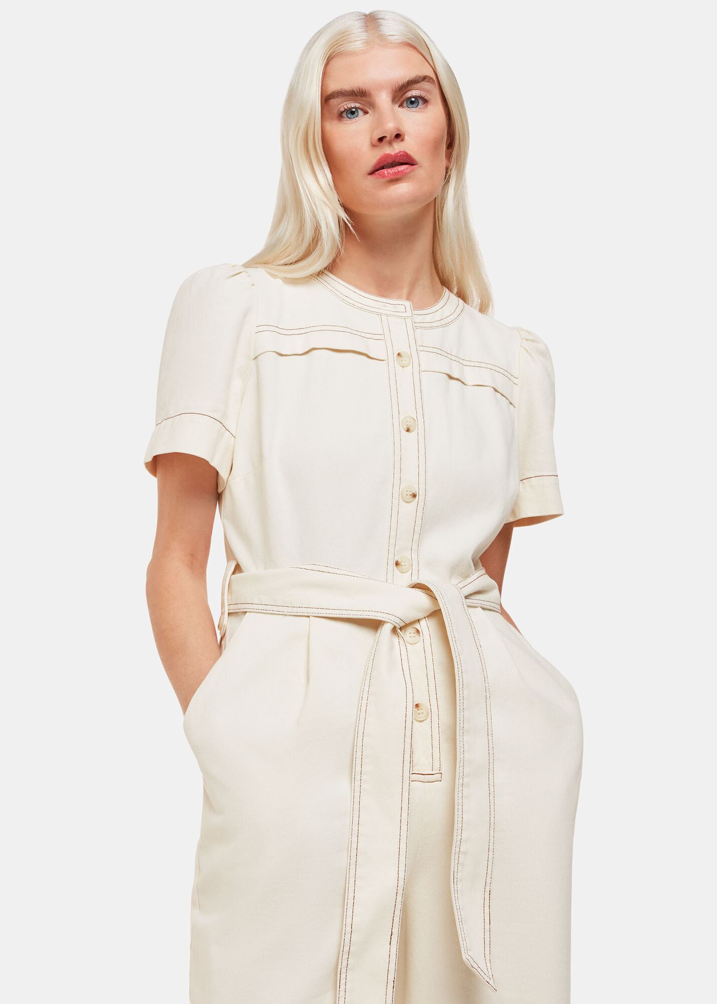 Ivory Alana Denim Jumpsuit WHISTLES