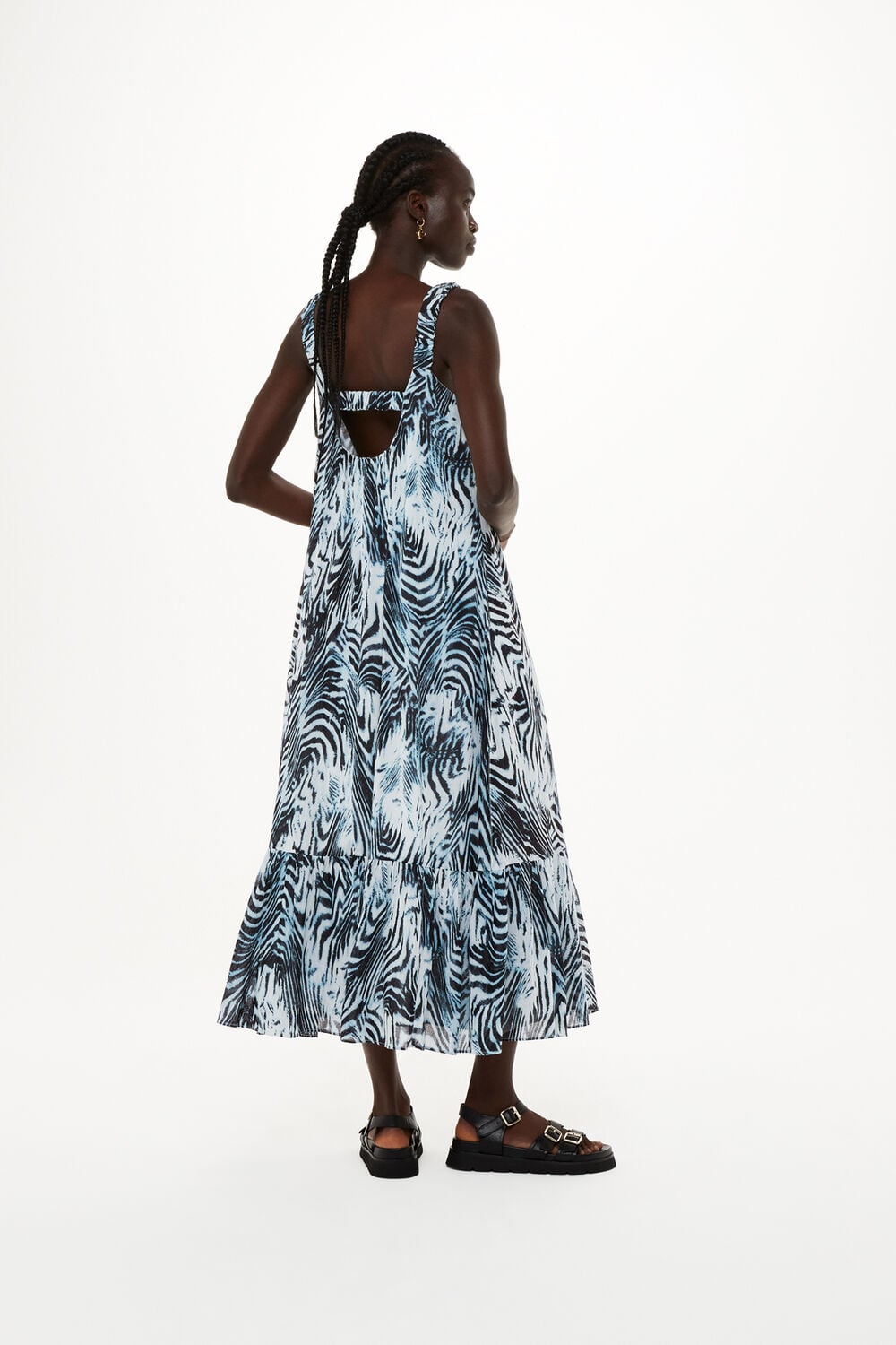Blue Warped Tiger Rhea Dress