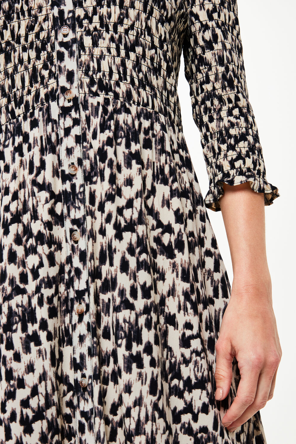 Petite Speeding Squares Shirred Dress