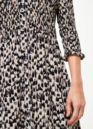 Petite Speeding Squares Shirred Dress