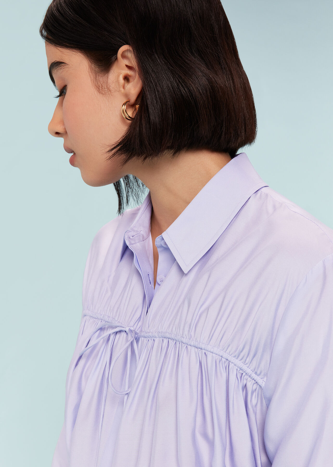 Drawcord Cut Out Back Shirt