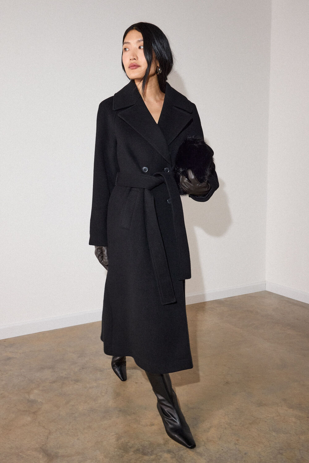 Belted Wool Rich Trench Coat