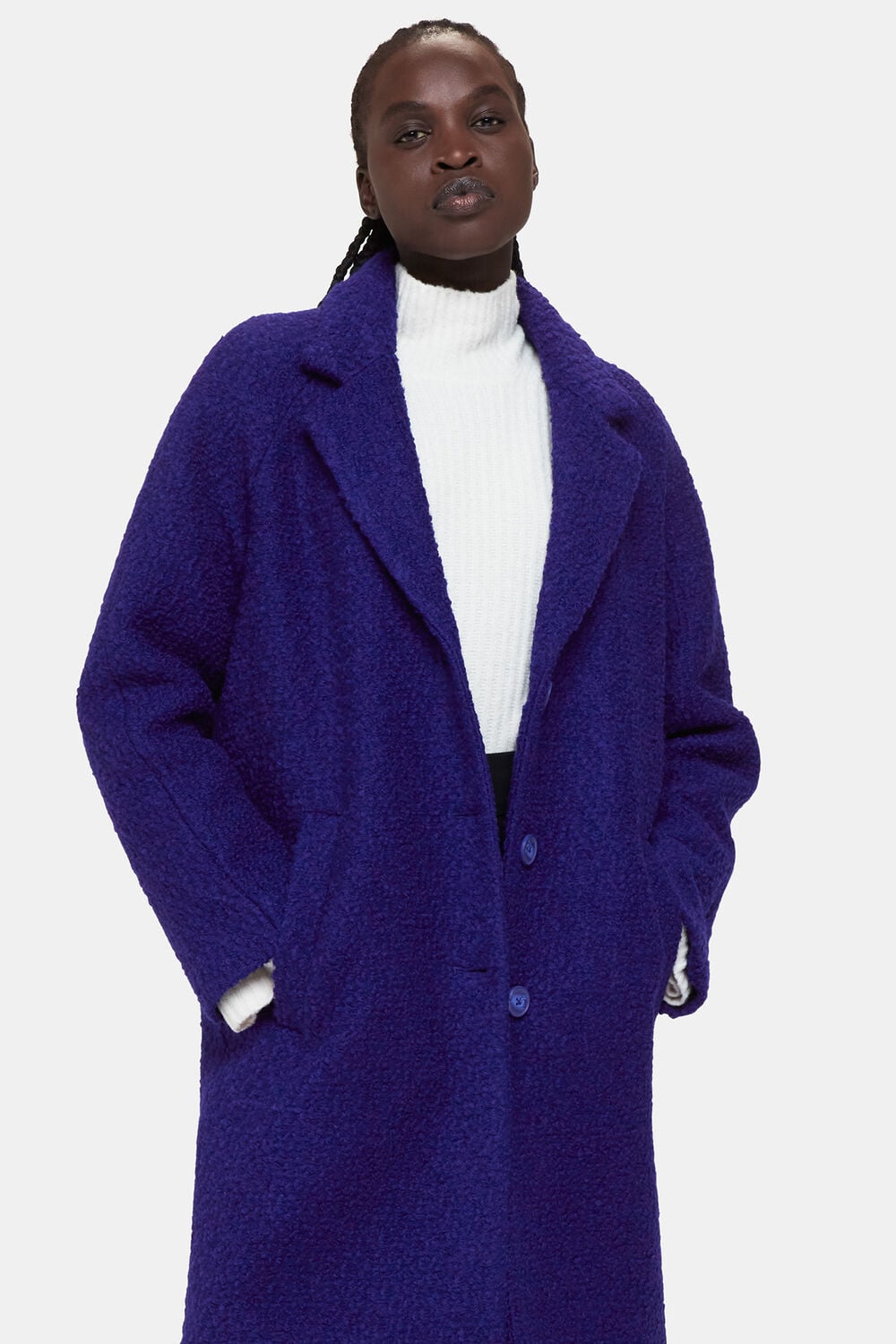 Blue Anita Wool Boucle Coat