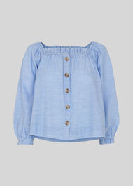 Kiara Square Neck Blouse Blue/Multi