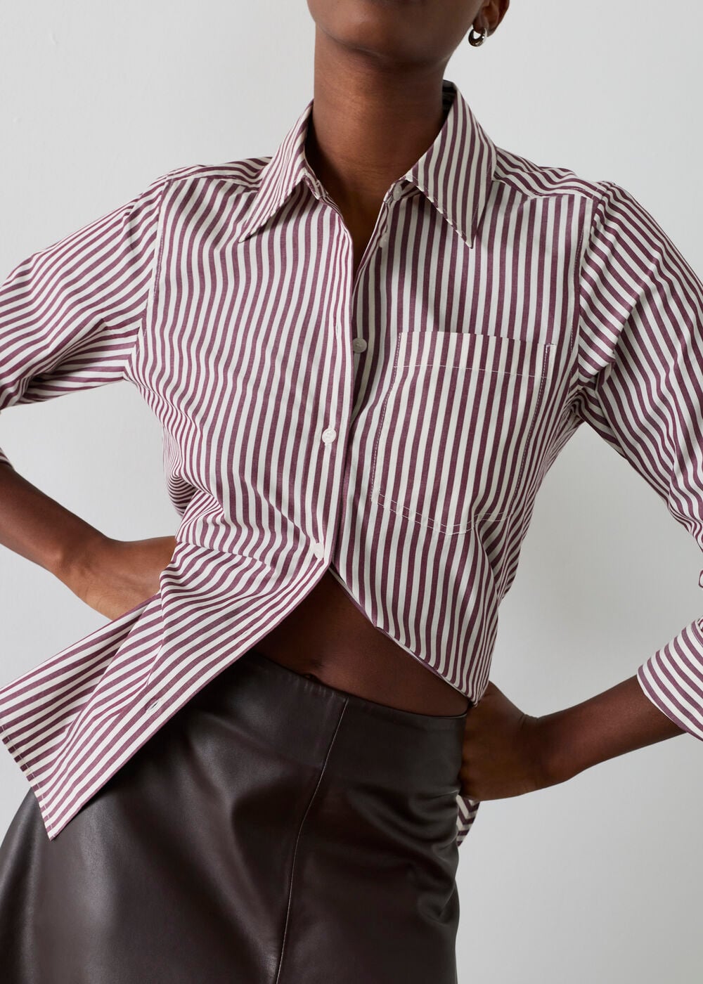 Burgundy Relaxed Fit Stripe Shirt