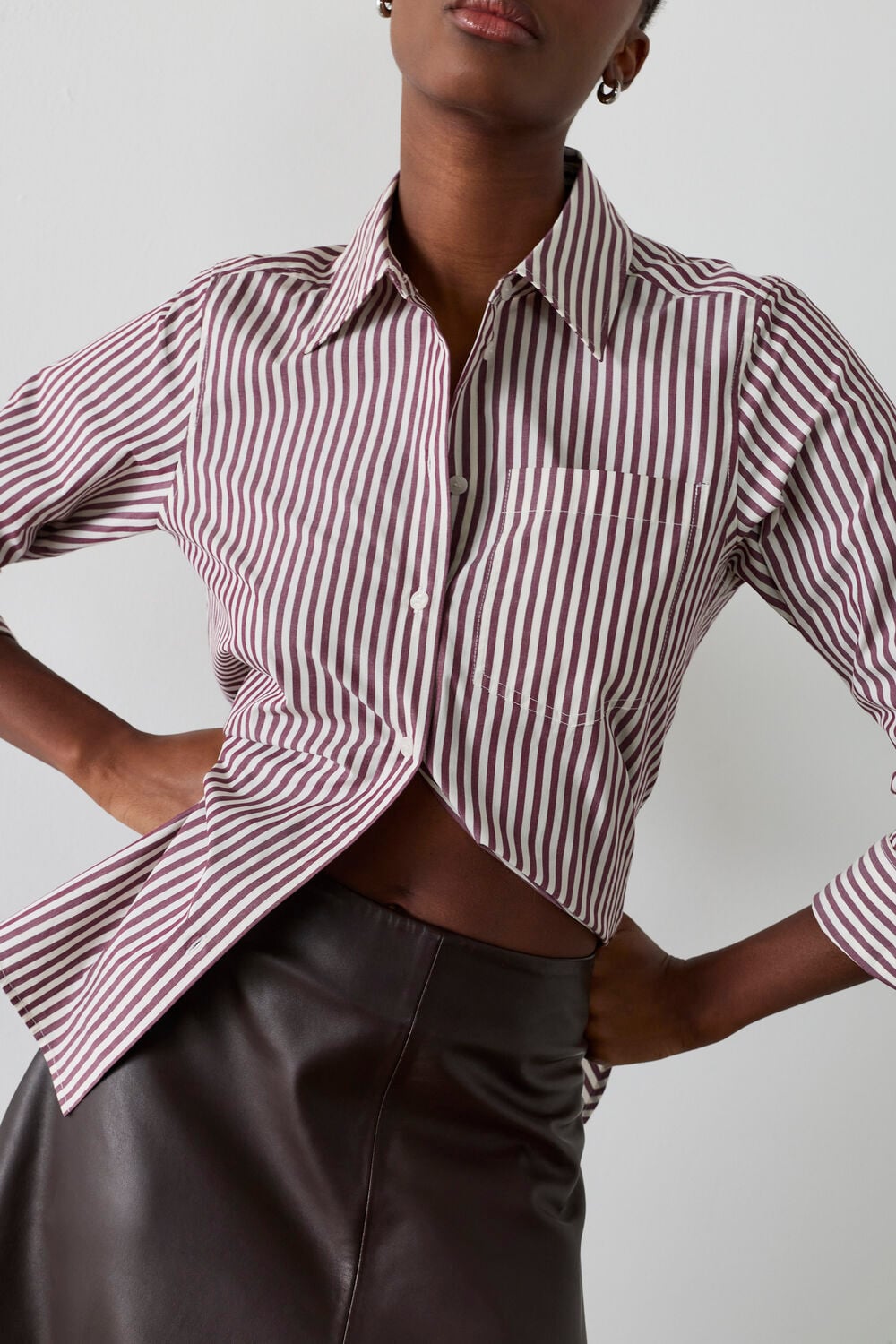 Burgundy Relaxed Fit Stripe Shirt