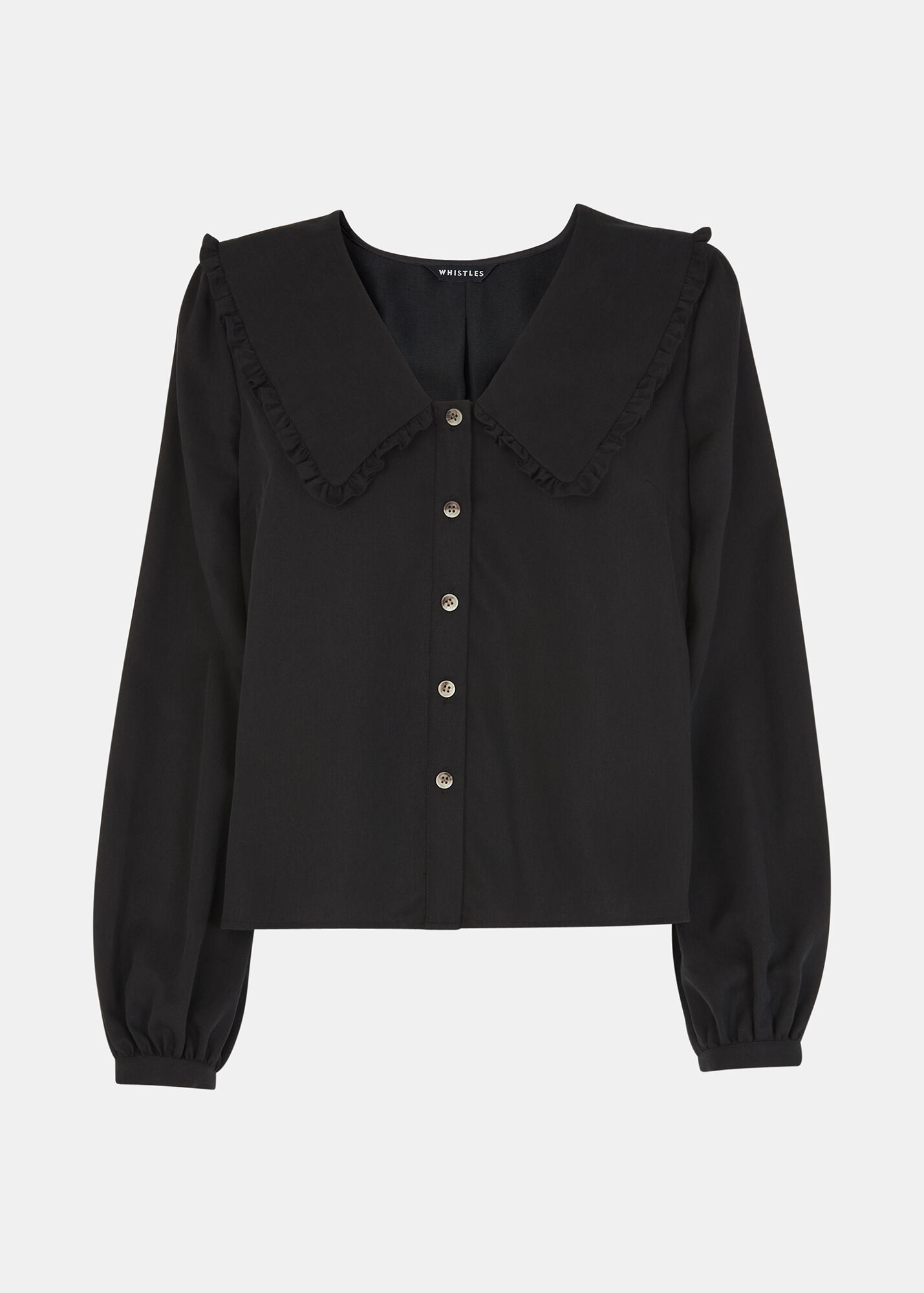 Black Oversized Collar Detail Top WHISTLES Whistles