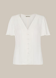 Tasmin Frill V Neck Top Ivory