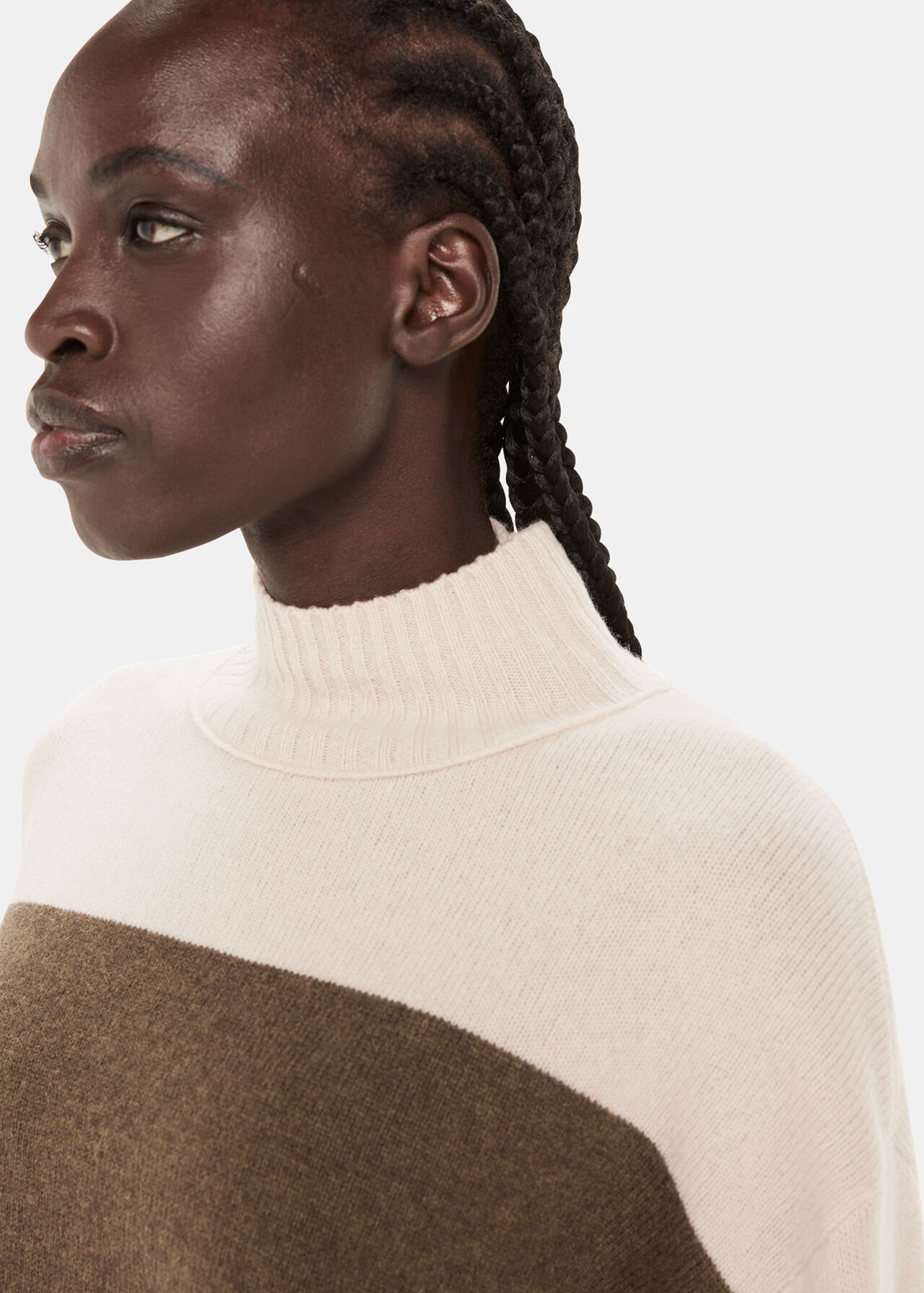 Wool Colour Block Funnel Neck