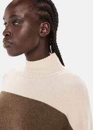 Wool Colour Block Funnel Neck