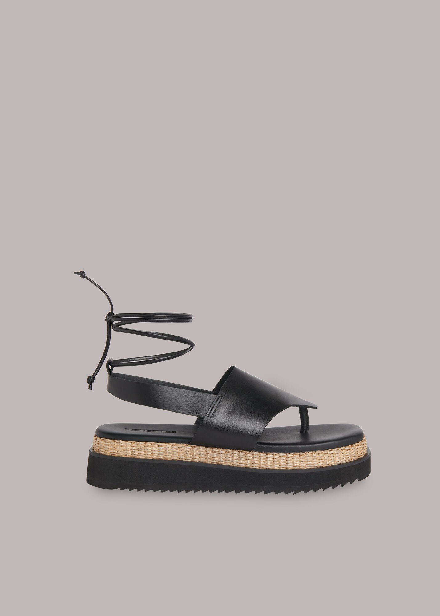 Black Lia Raffia Platform Sandal WHISTLES