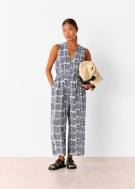 Petite Hatch Squares Jumpsuit