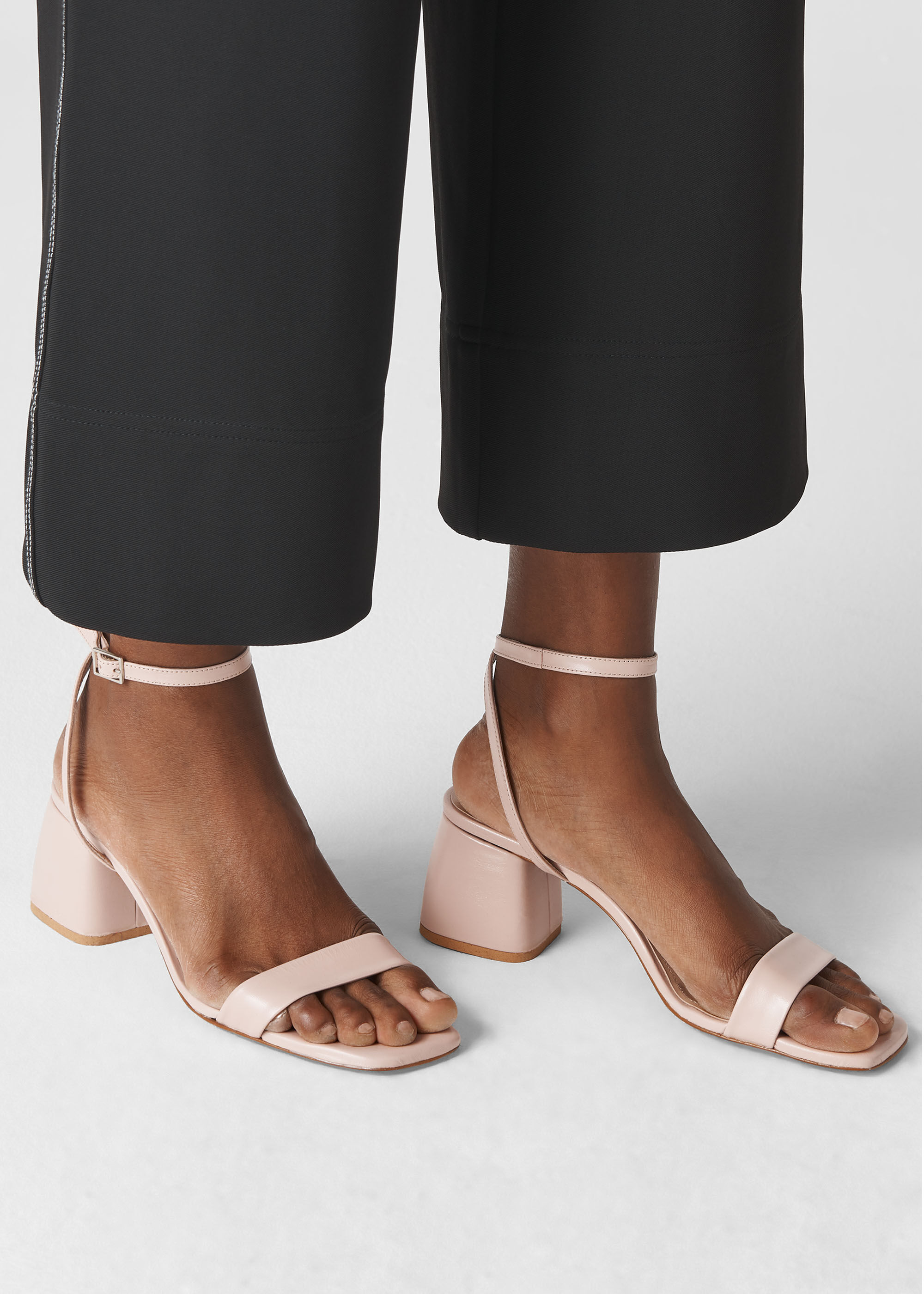Pale pink block heel sandals on sale