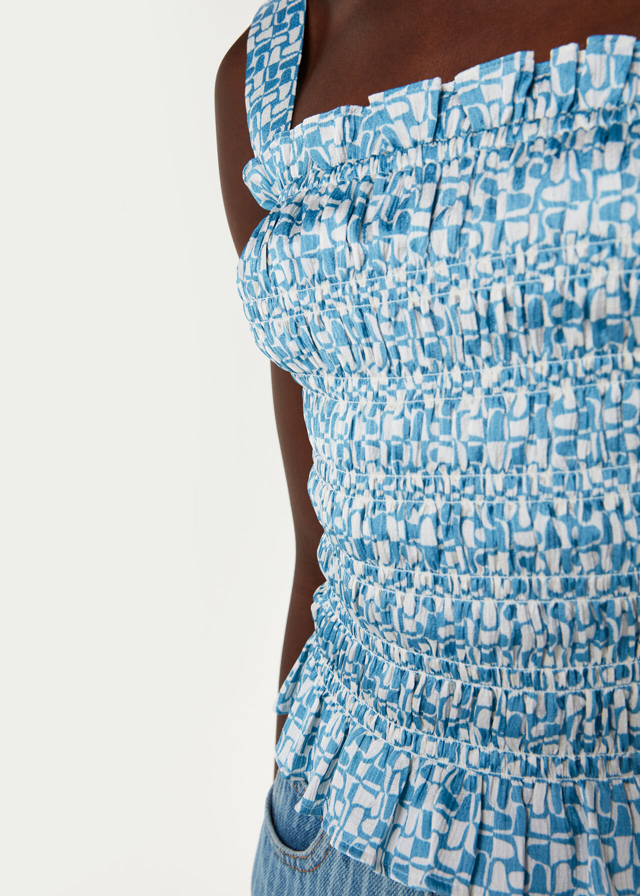 Two Tone Tile Print Top
