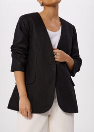 Petite Collarless Linen Blazer