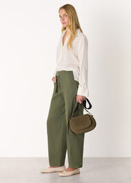 Belted Cotton Barrel Trouser