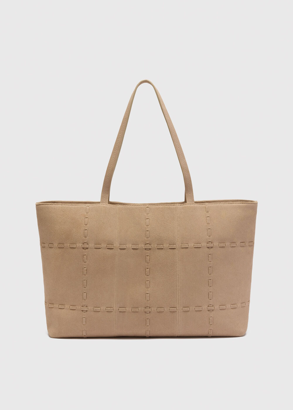Suede Whipstitch Tote Bag