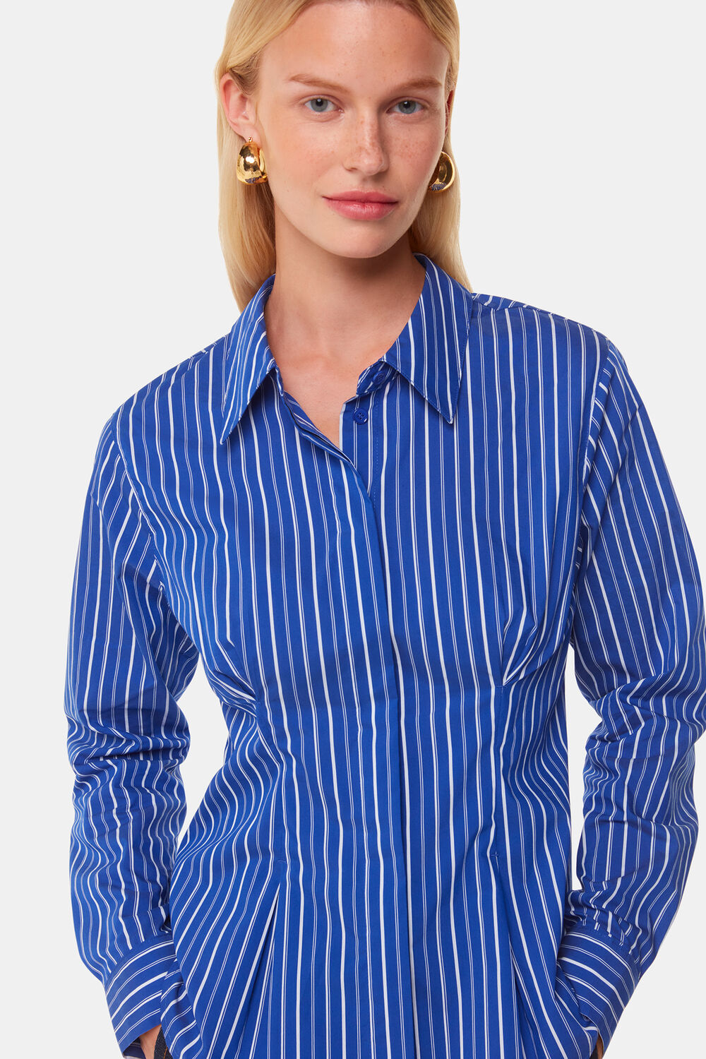 Stripe Waisted Cotton Shirt
