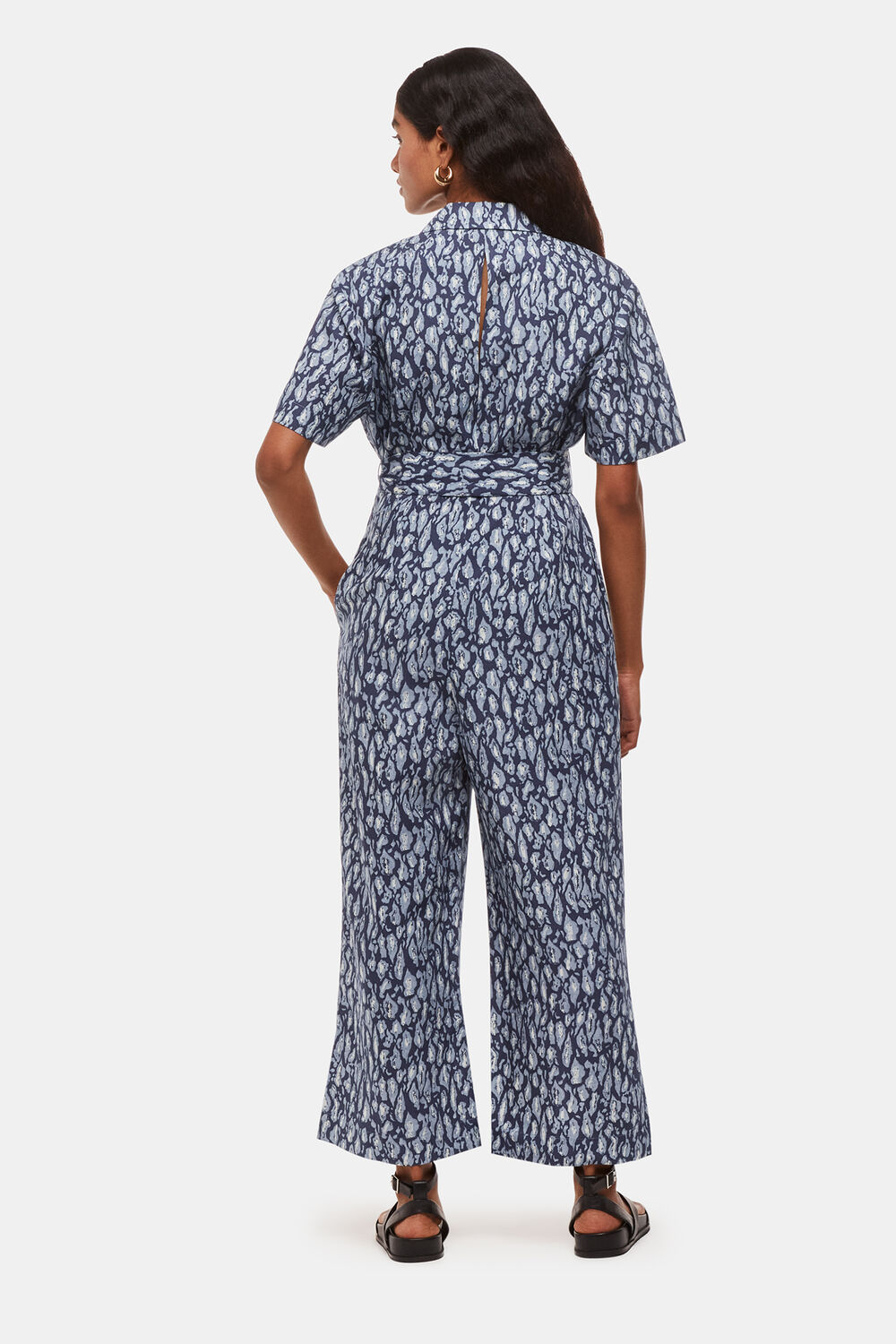 Petite Leopard Linen Blend Jumpsuit