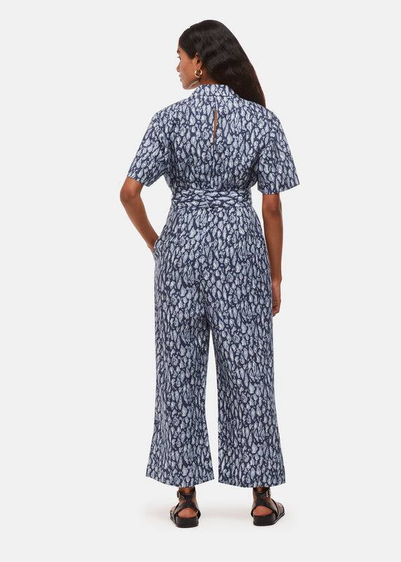 Petite Leopard Linen Blend Jumpsuit