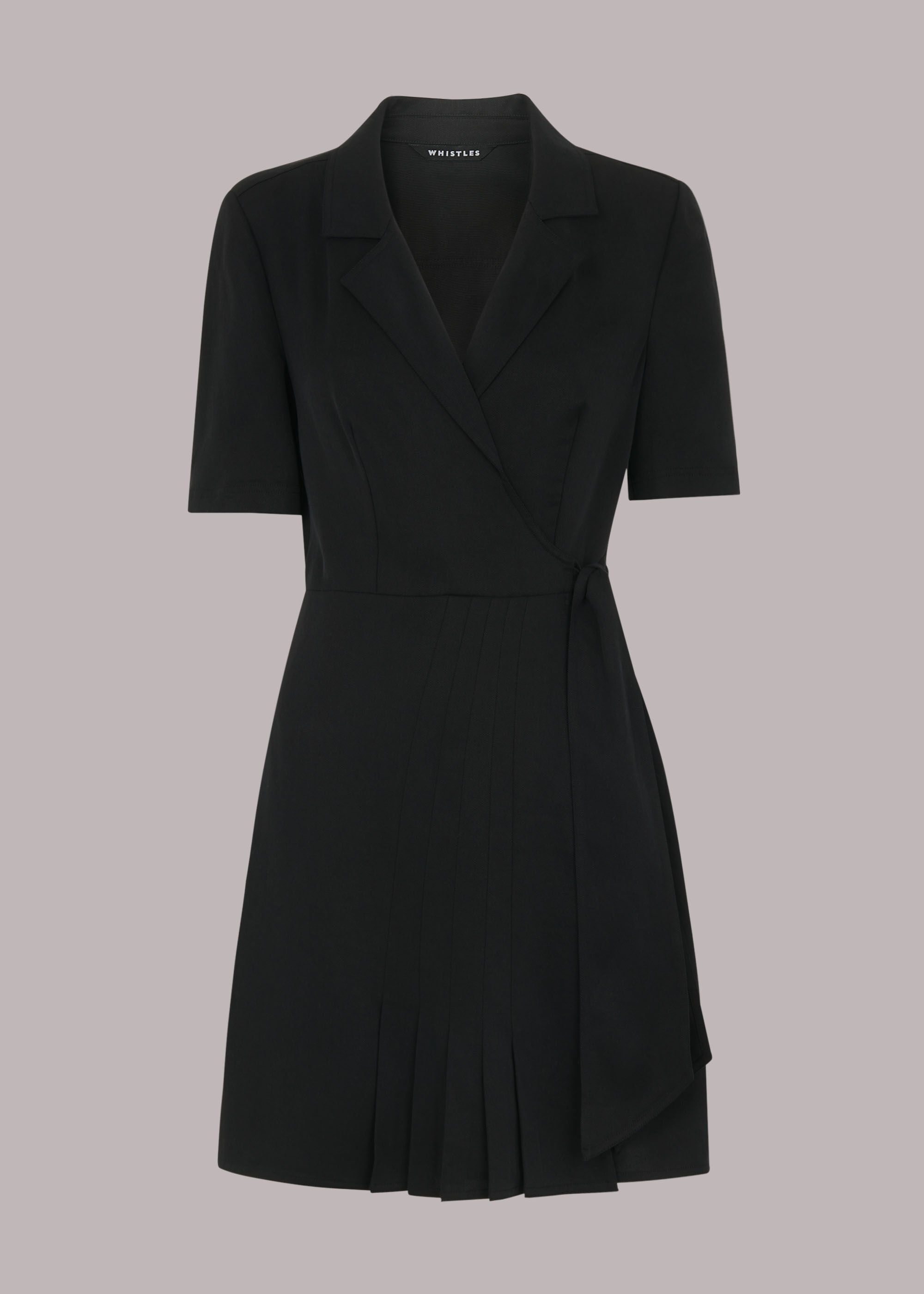 Black Beth Pleat Detail Wrap Dress