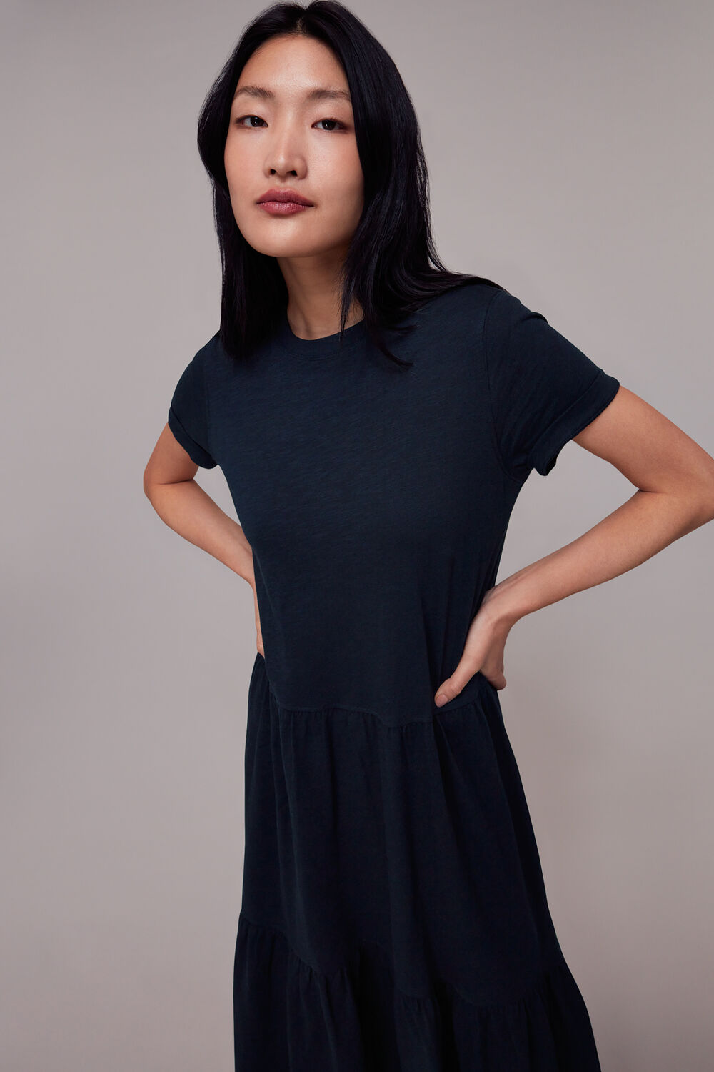 Tiered Jersey Midi Dress