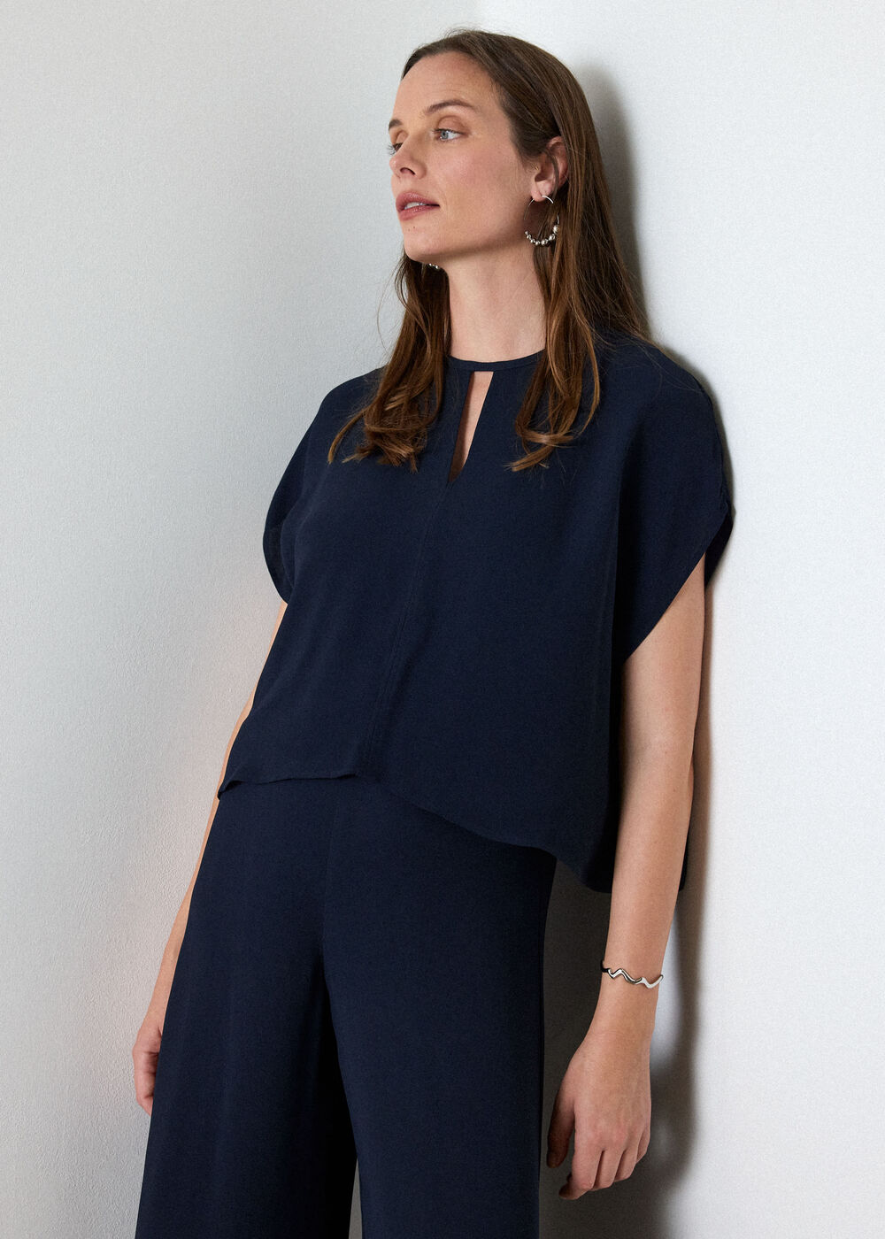 Cape Detail Crepe Jumpsuit