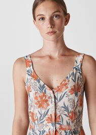 Floral border Print Maxi Dress Multicolour