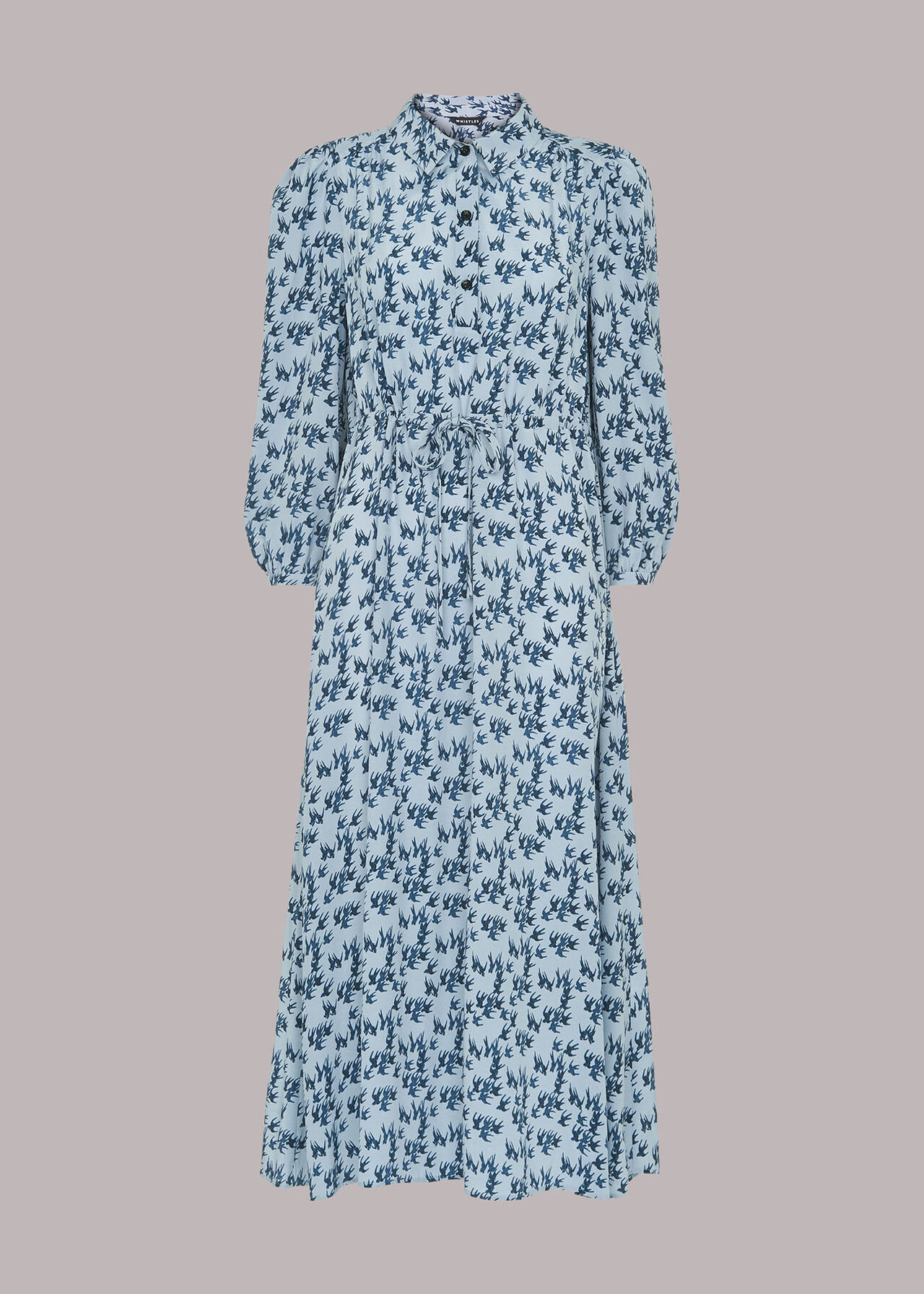 Swallows Print Midi Dress