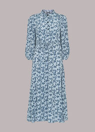 Swallows Print Midi Dress